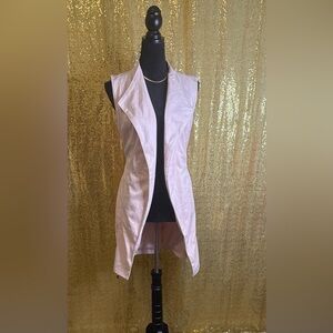 Elegant Faux Suede Pink  Vest with Belt